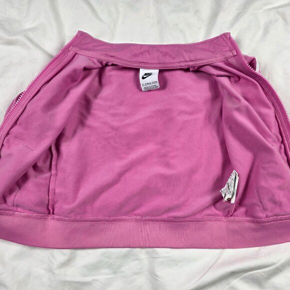 Nike Full Zip Track Jacket Girls 3T Pink White Logo Lightweight Activewear - Picture 3 of 10